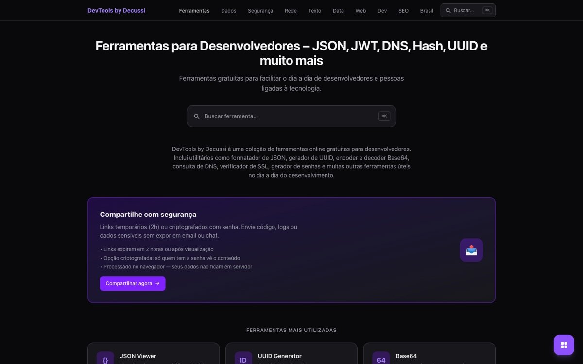 Página inicial do DevTools