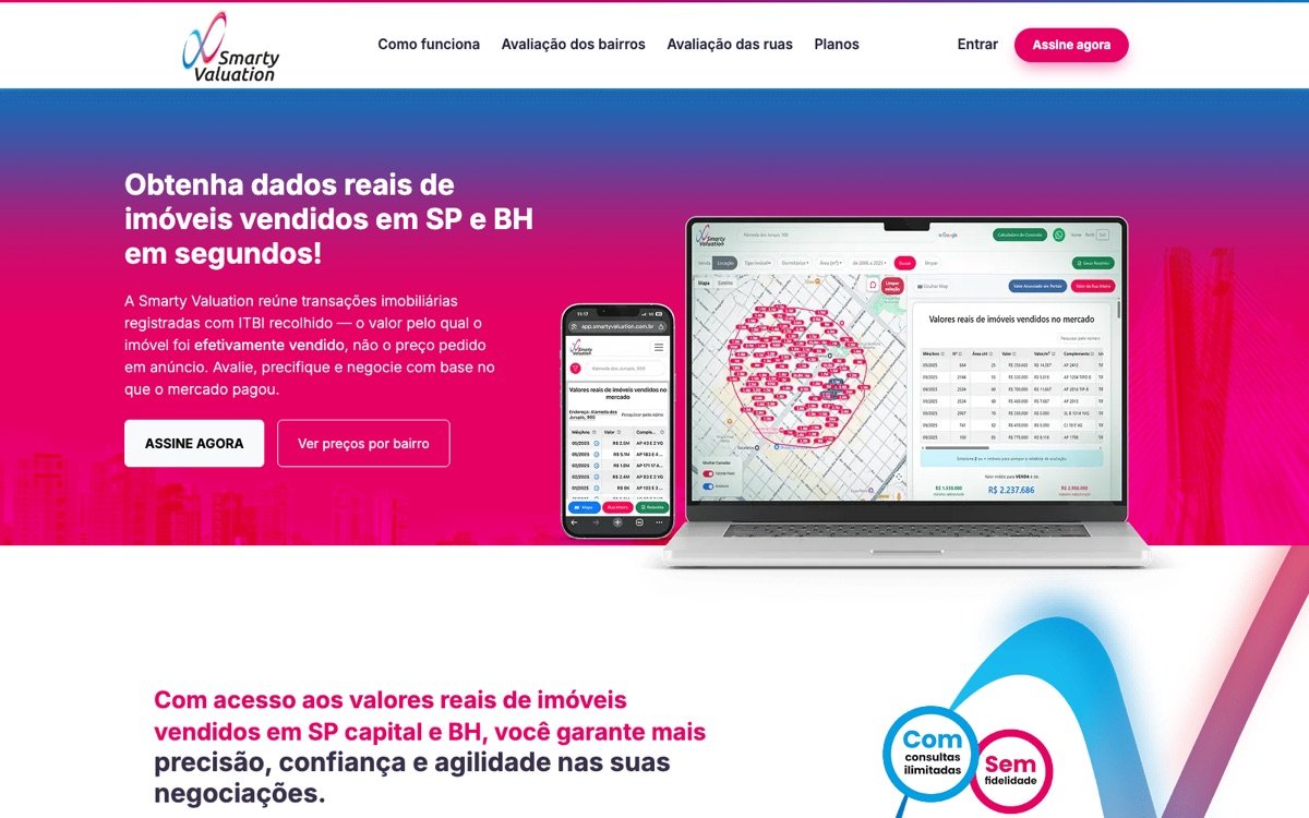 Página inicial do Smarty Valuation